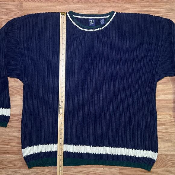 Gap Made in UK Navy Knit Sweater XL 90s Retro Preppy Ivy League Slouchy Grandpa - Picture 3 of 7